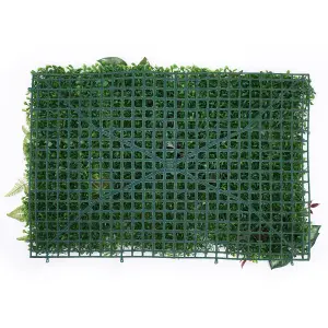 Artificial Green Grass Panel Backdrop, 60cm x 40cm, With Tropical Leaves