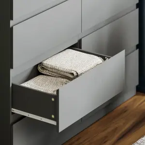 Vida Designs Denver Grey 8 Drawer Chest (H)955mm (W)1200mm (D)400mm