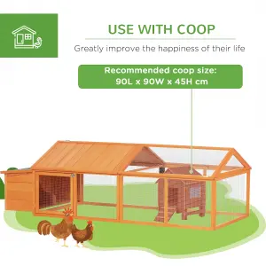 PawHut Wooden Chicken Run with Nesting Box, Openable Roof, for 4-8 Chickens