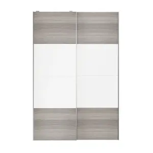 Atomia Panelled Grey & white oak effect 2 door Sliding Wardrobe Door kit (H)2250mm (W)1500mm