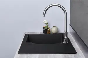 Liquida VG10BL 1.0 Bowl Composite Reversible Inset Black Kitchen Sink With Waste