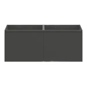 GoodHome Levanna Wide Matt Grey Wall-mounted Bathroom Cabinet (H) 480mm (W) 1200mm