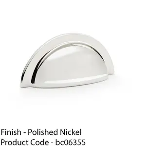 Ridged Cup Handle - Polished Nickel 76mm Centres Solid Brass Shaker Drawer Pull