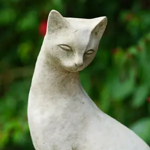 Siamese Cat B Stone Statue Animal Kitten British Made Sculpture Outdoor Pet Garden Ornament