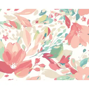 Origin Murals Flowing Flowers - Coral Pink Matt Smooth Paste the Wall Mural 300cm wide x 240cm high