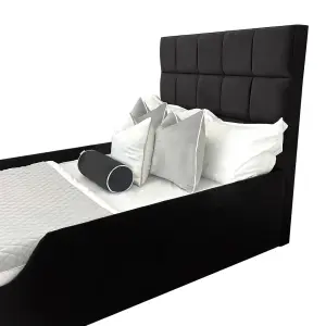 Carter Kids Bed Plush Velvet with Safety Siderails- Black