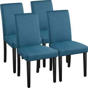 Yaheetech 4pcs Blue Fabric Upholstered Dining Chairs with Solid Wood Legs