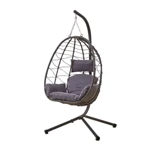 Neo Dark Grey Egg Swing Hanging Chair With Cushions