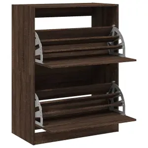 Berkfield Shoe Cabinet with 2 Flip-Drawers Brown Oak 80x42x108 cm