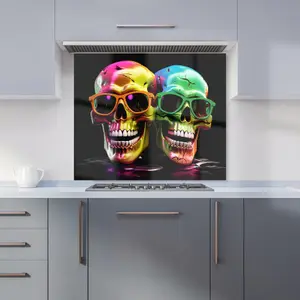 Happy Skeletons In Sunglasses Kitchen Splashback