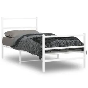 Berkfield Metal Bed Frame without Mattress with Footboard White 90x190cm