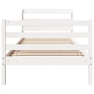 Berkfield Bed Frame with Headboard without Mattress White 100x200 cm