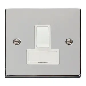 Polished Chrome 13A Fused Connection Unit Switched - White Trim - SE Home