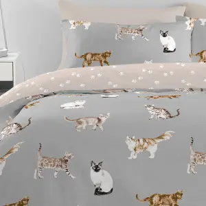 Cats Luscious Hand Drawn Cat Print Duvet Cover Set