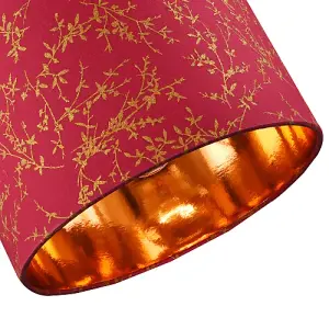 Modern Burgundy Cotton Fabric 10 Lamp Shade with Copper Foil Floral Decoration