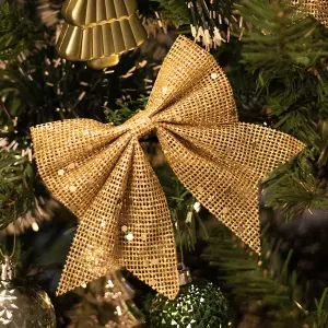 Christmas Bow Gold 12x13cm 2Pack