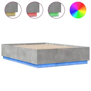 Berkfield Bed Frame with LED without Mattress Concrete Grey 160x200 cm