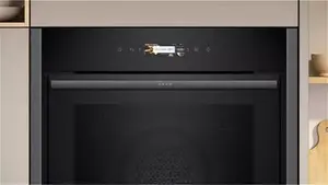 Neff N70 Slide And Hide B54CR71G0B Built In Self Cleaning Electric Single Oven, Grey Graphite