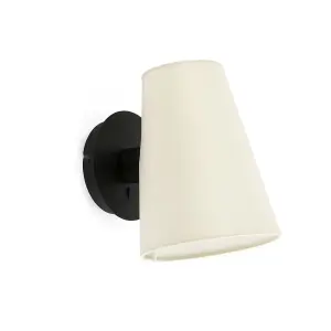 Luminosa Lupe Wall Light with Shade Black, E27