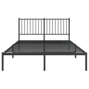 Berkfield Metal Bed Frame with Headboard Black 135x190 cm 4FT6 Double