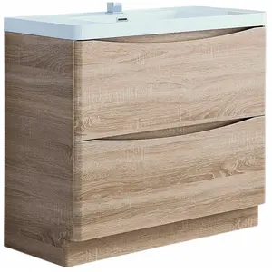 Stanhope 900mm Single Bathroom Vanity with Semi-Recessed Resin Basin Light Oak