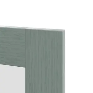 GoodHome Alpinia Matt green wood effect Shaker Glazed Tall glazed Cabinet door (W)300mm (H)895mm (T)18mm