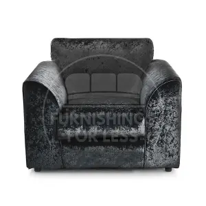 Crystal Crushed Velvet Fabric Fabric Single Seater Armchair Black