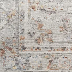 Ivory Blue Floral Bordered Traditional Rug For Dining Room Bedroom & Living Room-76cm X 122cm