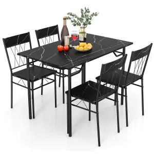 COSTWAY Set of 5 Dining Table Chairs Set 110 x 70 cm Rectangular Kitchen Table for 4