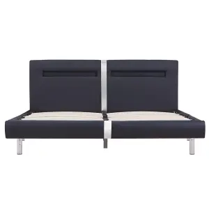 Berkfield Bed Frame with LED Black Faux Leather 150x200 cm 5FT King Size