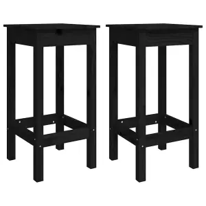 Berkfield 5 Piece Bar Set Black Solid Wood Pine