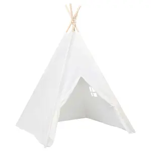 Berkfield Children Teepee Tent with Bag Peach Skin White 120x120x150 cm