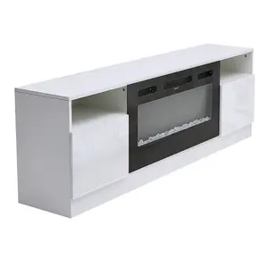 White Electric Fire Suite, Fireplace and White Surround Set Fireplace TV Stand 12 Mood Light Colors