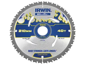 IRWIN Weldtec Circular Saw Blade 210 x 30mm x 40T ATB