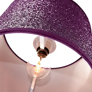 Modern and Designer Bright Purple Glitter Fabric Pendant/Lamp Shade 25cm Wide