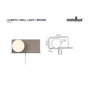 Nordlux Lilibeth Indoor Shelf Wall Light in Brown (Height) 16cm