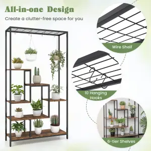 Costway 6-tier Tall Plant Stand 180cm Metal Indoor Corner Plant Shelf Display Rack