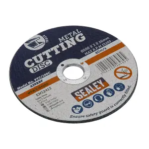 Sealey 100 x 3mm General Purpose Flat Cutting Disc 16mm Bore PTC/100C