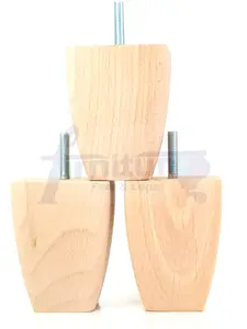 4x SOLID WOODEN FEET REPLACEMENT FURNITURE LEGS 90mm HEIGHT  SOFAS CHAIRS STOOLS M8 (8mm) TSP2031 (Raw)