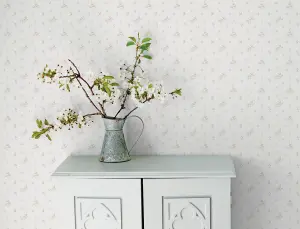 Galerie Miniatures 2 White Cream Small Floral Sprig Smooth Wallpaper