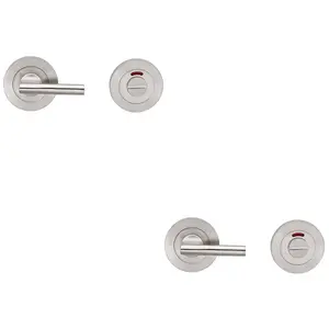 2 PACK - Disabled Thumbturn Handle With Release With Indicator Satin Stainless Steel