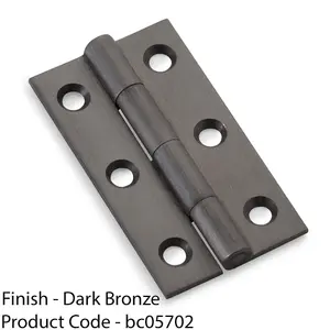 PAIR Solid Brass Cabinet Butt Hinge - 50mm - Dark Bronze Premium Cupboard