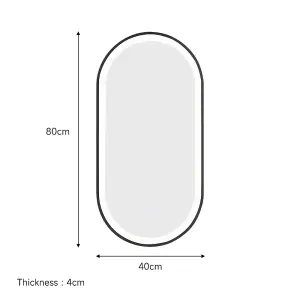 Modern Oval Anti Fog LED Wall Mirror Metal Framed 800x400mm