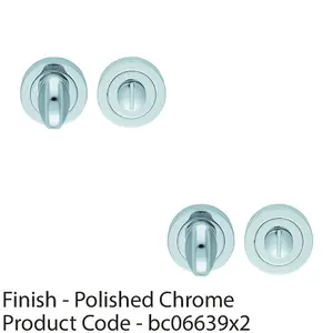 2 PACK - Thumbturn Lock And Release Handle Concealed Fix 50mm Dia Polished Chrome