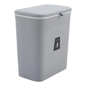 Grey Door Hanging Kitchen Bin Trash Can Rubbish Dustbin Recycling Bin 9 L