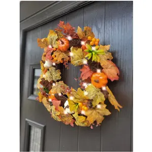 Best Artificial Pre-Lit 50cm Autumn Winter Halloween Wreath