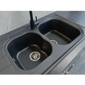 Liquida DK20BL 2.0 Bowl SMC Composite Reversible Inset Large Black Kitchen Sink