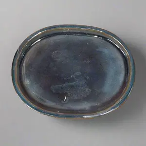 26cm Glazed Drip Tray - Oval - Blue