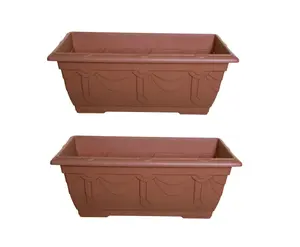 2 x Large Venetian Patio Planter Trough Plant Pot 60cm Plastic Terracotta Colour Pot