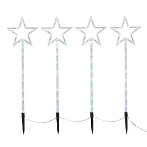 Colour changing LED Assorted Stars Freestanding & wall-mounted Silhouette, Set of 4